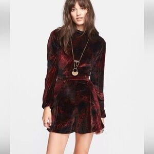 Free People PRINTED BURNOUT VELVET ROMPER